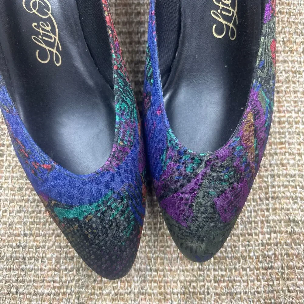 ๐ Vintage Life Stride Kitten Heel Pumps | 8.5 | Multicolor Jewel Tone Abstract - Picture 4 of 8